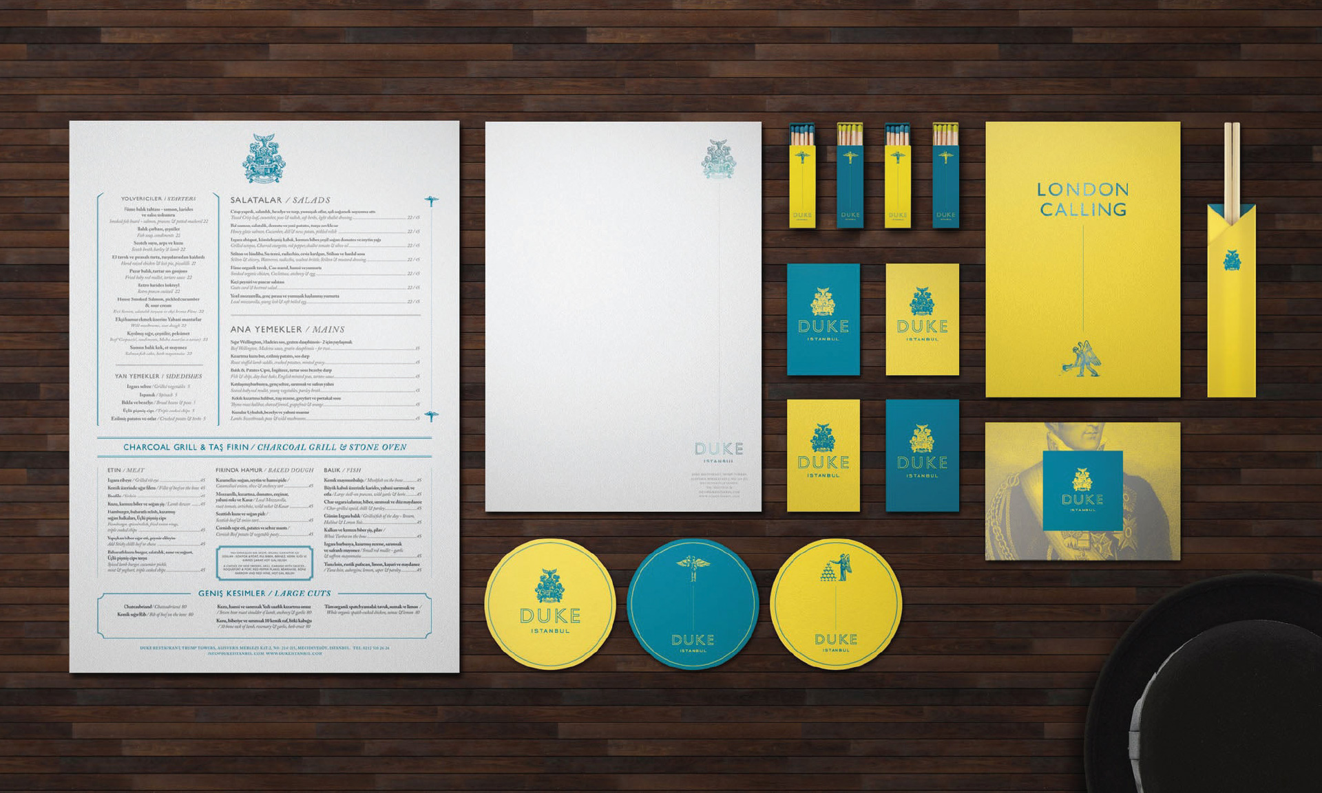 Duke Restaurant Print Collateral Design