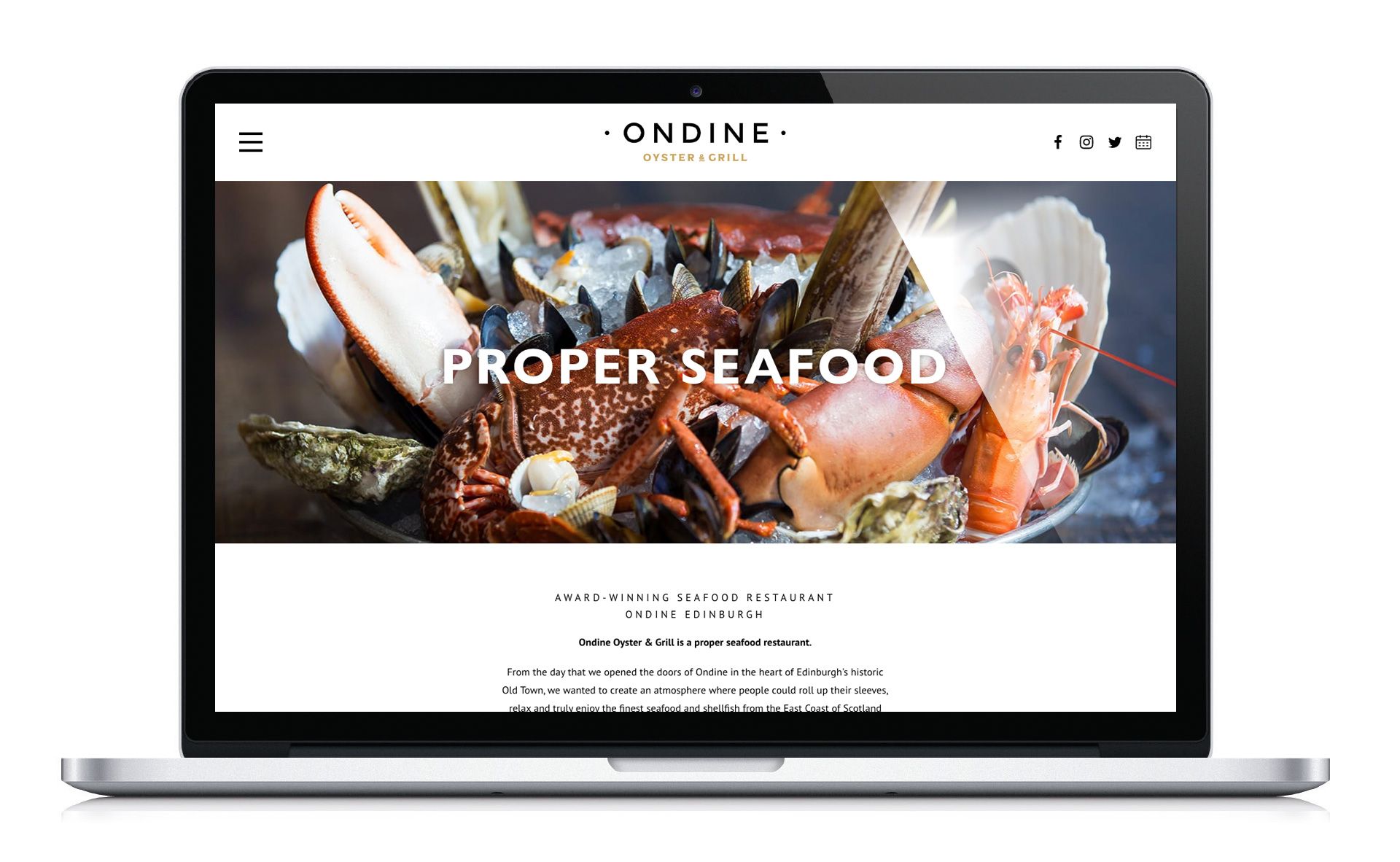 Ondine Restaurant Edinburgh Website Design