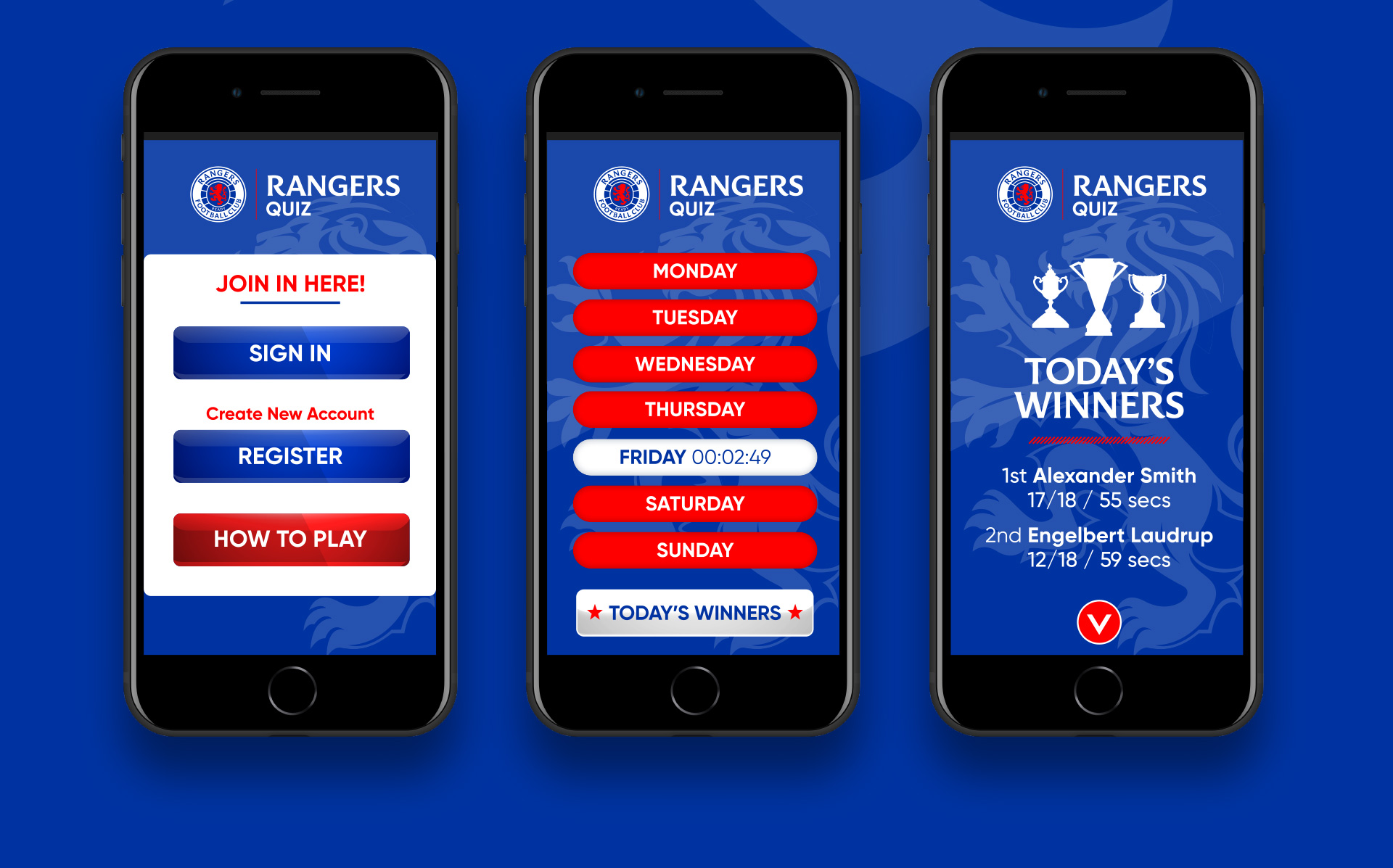 Rangers digital Quiz App Design